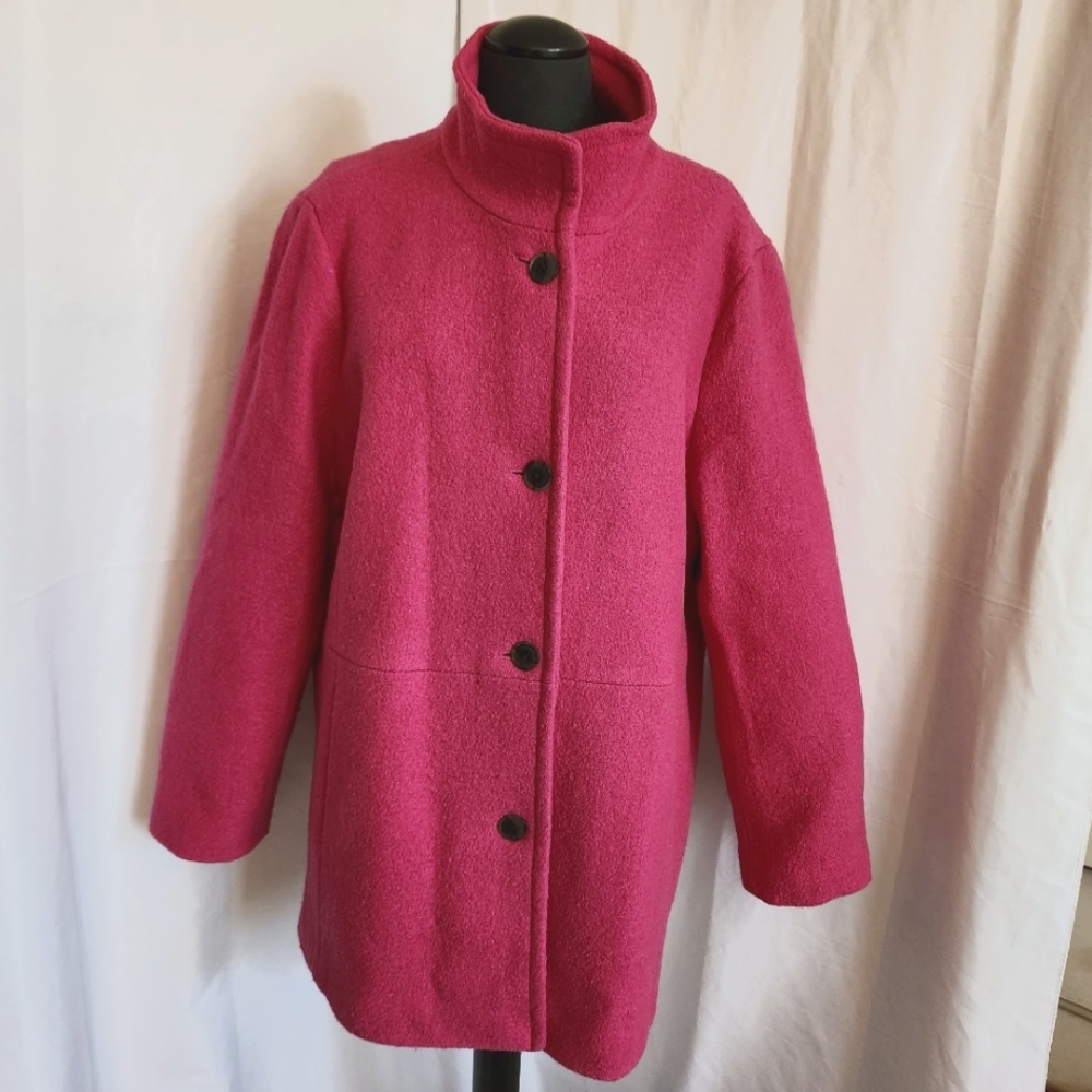 Women's Pink Wool Coat Lands End